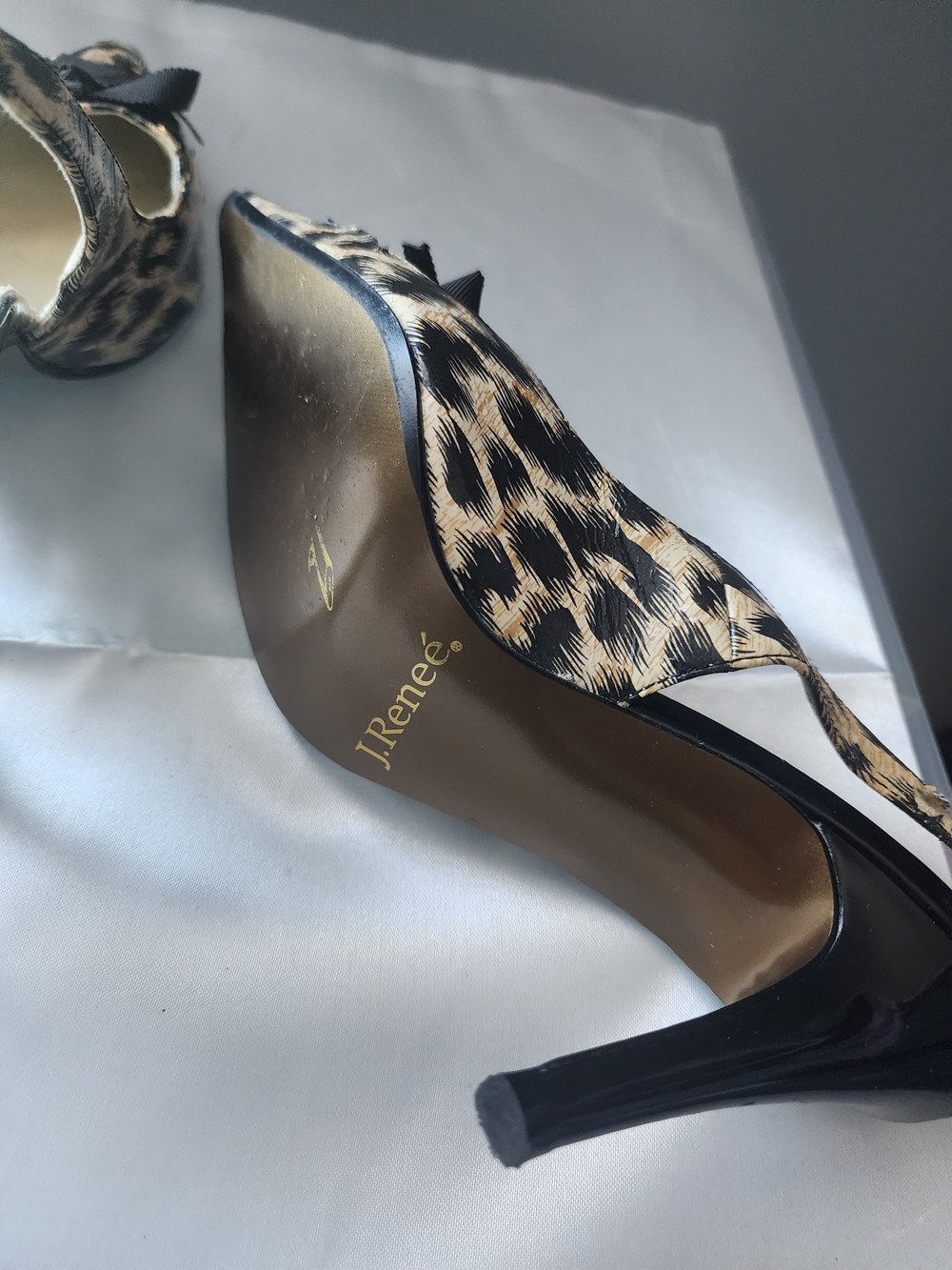 J.Renee Leopard Print Slingback Heels in Black and Tan